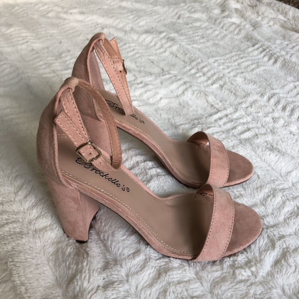 Blush pink suede heels